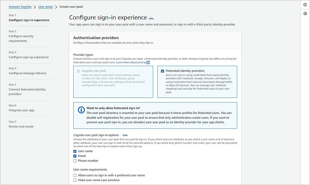 Screenshot of configure sign-in experience.